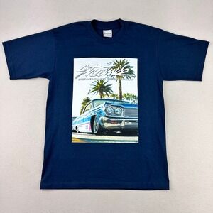 Streetwise T-Shirt Mens Medium Navy Lowrider Graphic Tee Streetwear LA Oversized